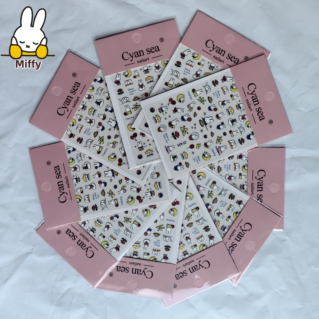 Fire Tablet Accessories - Naklejki na paznokcie Kawaii Miffy Rabbit,